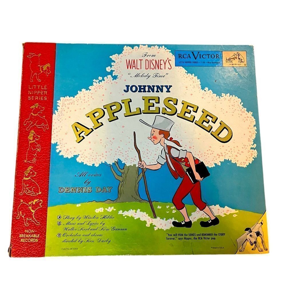 VINTAGE RARE WALT DISNEYS JOHNNY APPLESEED MULTI RECORDS‎ STORYBOOK COLLECTOR